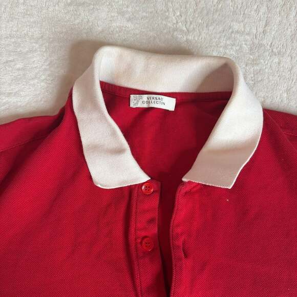 Versace Red Medusa Polo Shirt, Collar, Size Large - Luxury - Picture 3 of 6